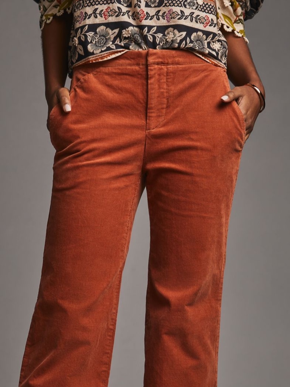 Anthropologie Maeve Wide-Leg Corduroy Trouser in Orange Size 10 - Picture 4 of 12